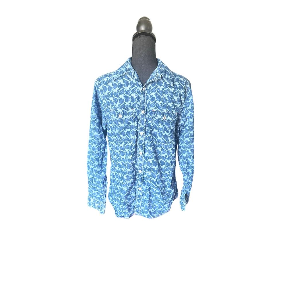 Casual Blue Printed Button-Down Shirt